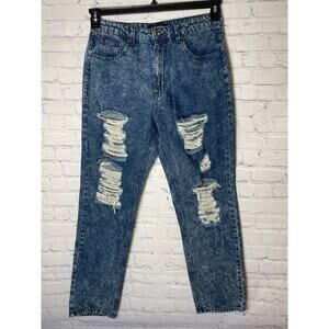 JCJQ Premium Denim Dark Acid Wash High Rise Jeans Womens Size L